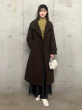 「SENSE OF PLACE by URBAN RESEARCH（センスオブプレイスバイアーバンリサーチ）のアイテム（ステンカラーコート）」を使った、ゆりさん（レディース・161cm）の冬コーディネート