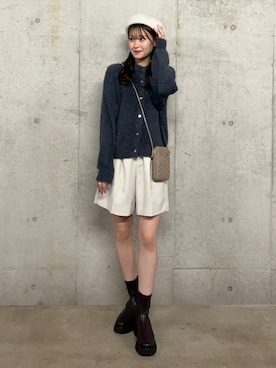 「SMELLY（スメリー）のアイテム（ハンチング/ベレー帽）」を使った、ゆりさん（レディース・161cm）の秋コーディネート
