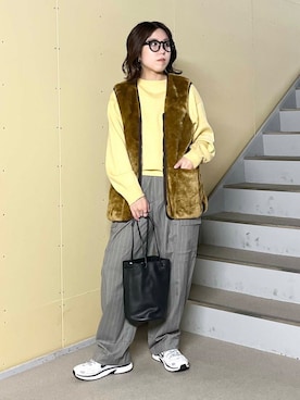 「アイテム（その他アウター、ブラウン系）」を使った、サトユナさん（レディース・157cm）の秋コーディネート