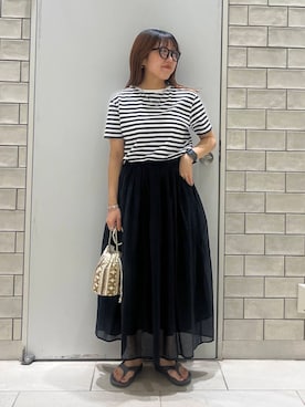 「柄物」｜「アイテム（ワンピース/ドレス）」を使った、サトユナさん（レディース・157cm）の夏コーディネート