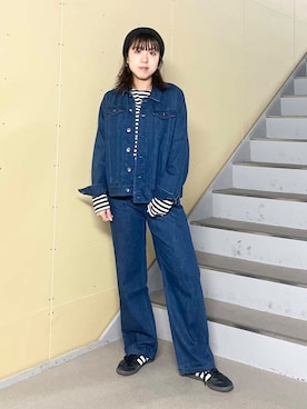 「アイテム（デニムジャケット）」を使った、サトユナさん（レディース・157cm）の夏コーディネート