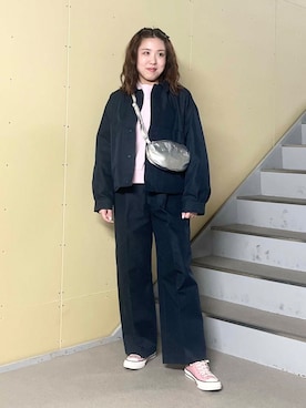「アイテム（カバーオール）」を使った、サトユナさん（レディース・157cm）の冬コーディネート