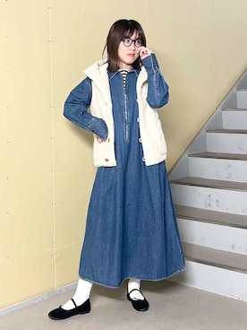 「GYMPHLEX（ジムフレックス）のGYMPHLEX　BOA HOODED VEST（その他アウター）」を使った、サトユナさん（レディース・157cm）の秋コーディネート