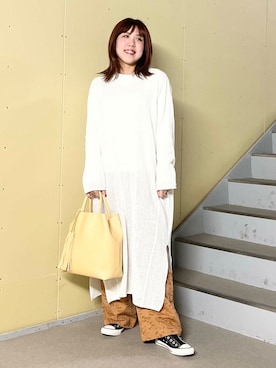 「アイテム（ワンピース、ホワイト系）」を使った、サトユナさん（レディース・157cm）の春コーディネート
