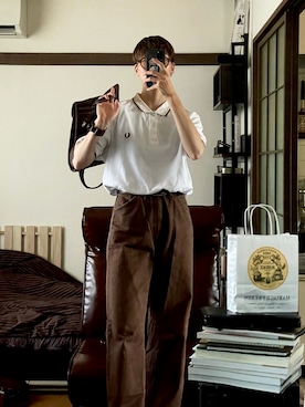「FRED PERRY（フレッドペリー）のアイテム（ポロシャツ）」を使った、soritoさん（レディース・165cm）の秋コーディネート