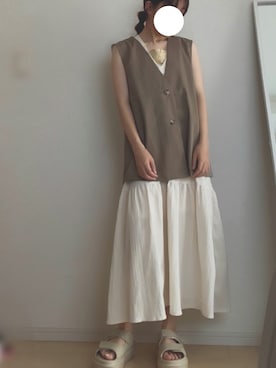「しまむら（シマムラ）のアイテム（ベスト）」を使った、makka☺︎さん（レディース・151cm）の夏コーディネート