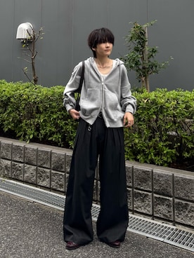 「アイテム（スラックス）」を使った、さあやさん（メンズ・163cm）の秋コーディネート