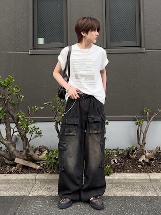 「EPNK(イーピーエヌケー)のFade graphic tee / フェードグラフィックTee(Tシャツ/カットソー)」を使った、さあやさん(メンズ・163cm)の夏コーディネート