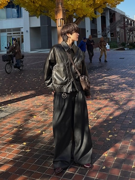 「アイテム（ローファー）」を使った、さあやさん（メンズ・163cm）の秋コーディネート