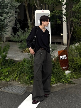 「アイテム（スラックス）」を使った、さあやさん（メンズ・163cm）の秋コーディネート