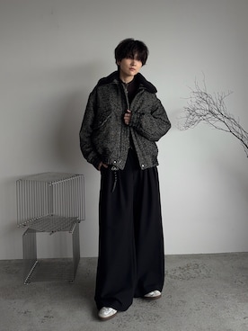 「アイテム（ブルゾン、グレー系）」を使った、さあやさん（メンズ・163cm）の冬コーディネート