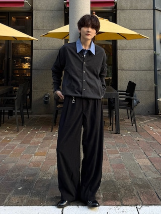 「WYM LIDNM(ウィム バイ リドム)のT/C CREW COMPACT CARDIGAN(カーディガン/ボレロ)」を使った、さあやさん(メンズ・163cm)の秋コーディネート