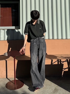 「TORY LEATHER（トリーレザー）のTORY LEATHER/トリーレザー　Mini Hoof Pick Belt　レザーベルト（ベルト）」を使った、さあやさん（メンズ・163cm）の夏コーディネート