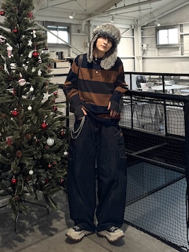 「アイテム（ポロシャツ）」を使った、さあやさん（メンズ・163cm）の冬コーディネート