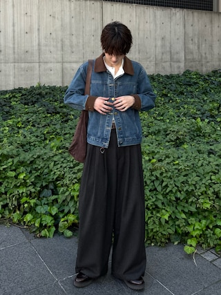 「SINSS(シンス)の3-Tuck wide straight slacks / 3タックワイドストレートスラックス(スラックス)」を使った、さあやさん(メンズ・163cm)の秋コーディネート