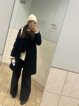 「アイテム（ノーカラーコート）」を使った、p_q77さん（レディース・159cm）の冬コーディネート