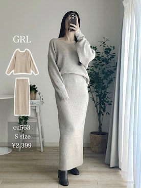 「GRL（グレイル）のアイテム（ワンピース、ベージュ系）」を使った、miiさん（レディース・165cm）の冬コーディネート