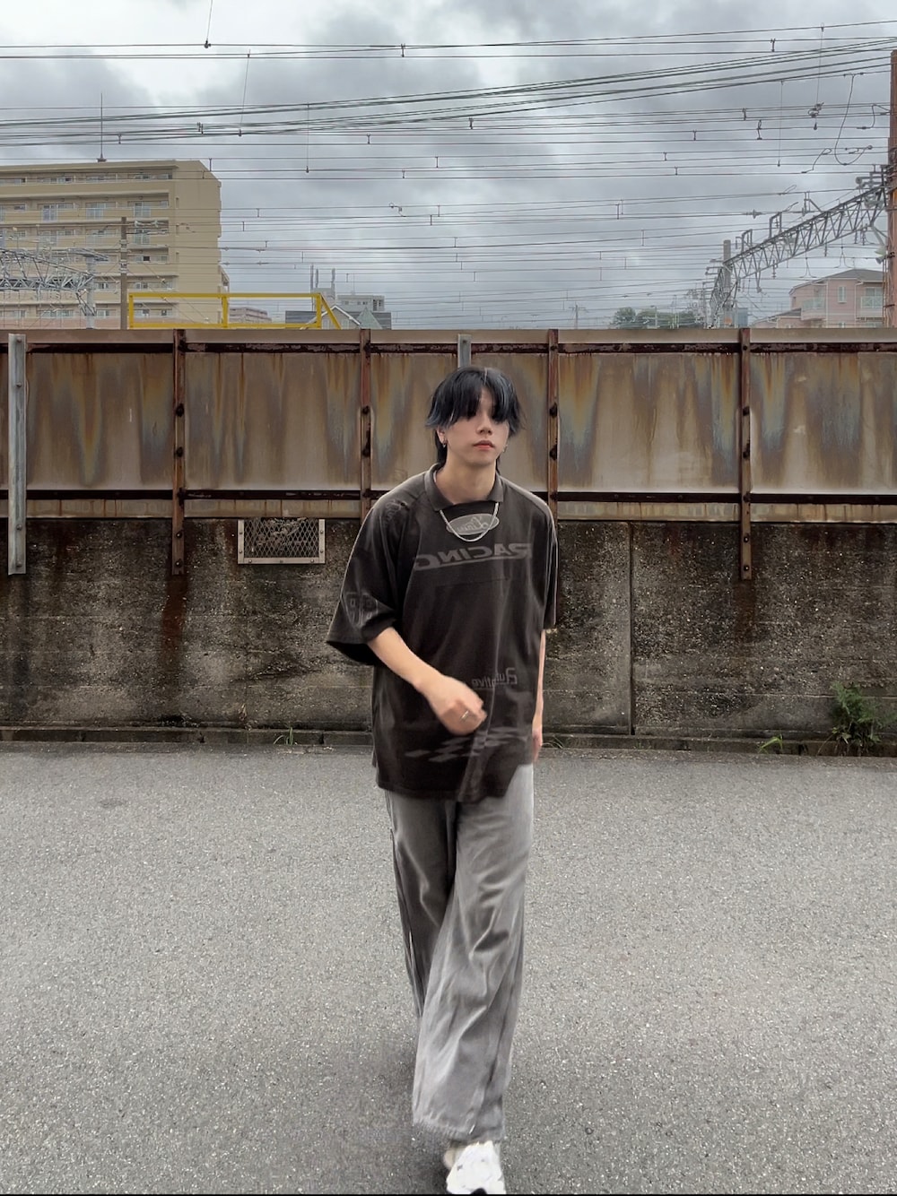 GRANCY バギーデニム パンツ 黒 GRANCY】ジップデザイン バギー