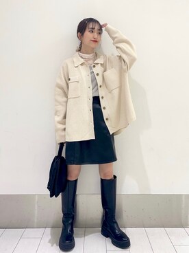 フェイクレザーミニスカート 157737を使った人気ファッション