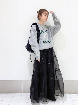 「LOWRYS FARM（ローリーズファーム）のストレッチヒールブーツ　851418（ブーツ）」を使った、anyuさん（レディース・150cm）の冬コーディネート