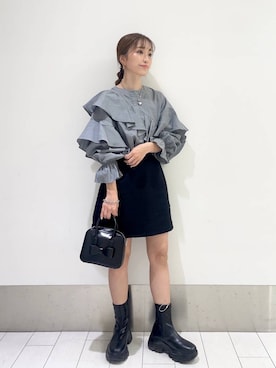 「アイテム（アクセサリー、グレー系）」を使った、anyuさん（レディース・150cm）の秋コーディネート