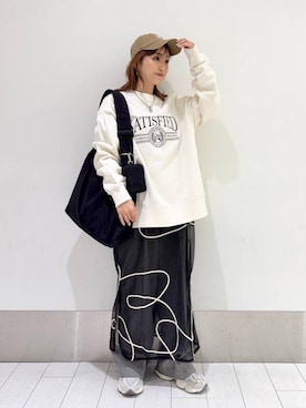 「新作」｜「アイテム（スウェット）」を使った、anyuさん（レディース・150cm）の冬コーディネート