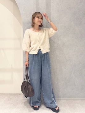 「LOWRYS FARM（ローリーズファーム）の【500mlペットボトル収納可】タックボストンＢＡＧ　1049023（ボストンバッグ、ブラウン系）」を使った、anyuさん（レディース・150cm）の夏コーディネート