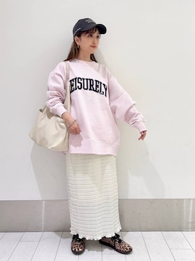 「LOWRYS FARM（ローリーズファーム）のステンレスフープピアス　 142891（ピアス（両耳用））」を使った、anyuさん（レディース・150cm）の春コーディネート