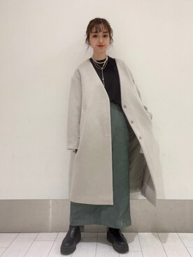 「ローリーズファーム(LOWRYS FARM)」｜「アイテム（ノーカラーコート）」を使った、anyuさん（レディース・150cm）の秋コーディネート