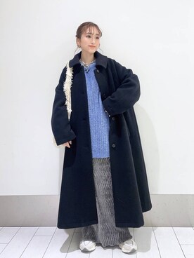 「テーマパーク」｜「アイテム（ノーカラーコート）」を使った、anyuさん（レディース・150cm）の冬コーディネート