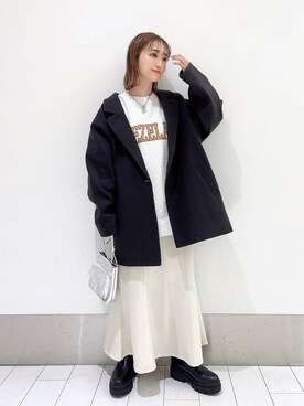 「テーマパーク」｜「アイテム（ステンカラーコート）」を使った、anyuさん（レディース・150cm）の秋コーディネート