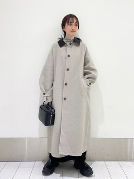 「ローリーズファーム(LOWRYS FARM)」｜「アイテム（ステンカラーコート）」を使った、anyuさん（レディース・150cm）の冬コーディネート