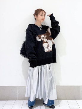 「LOWRYS FARM（ローリーズファーム）のストレッチヒールブーツ　851418（ブーツ）」を使った、anyuさん（レディース・150cm）の冬コーディネート