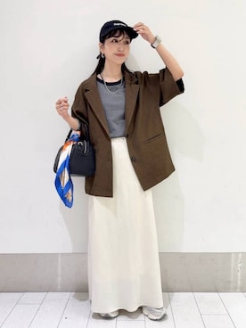 「LOWRYS FARM（ローリーズファーム）のアイテム（ジャケット/アウター）」を使った、anyuさん（レディース・150cm）の夏コーディネート