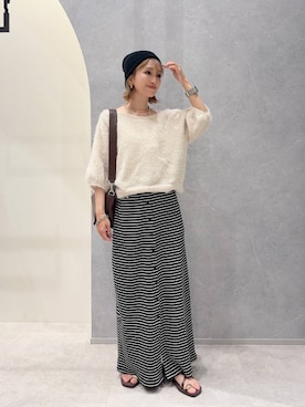 「LOWRYS FARM（ローリーズファーム）の【500mlペットボトル収納可】フラップショルダーＢＡＧ 1046881（ショルダーバッグ、ブラウン系）」を使った、anyuさん（レディース・150cm）の夏コーディネート