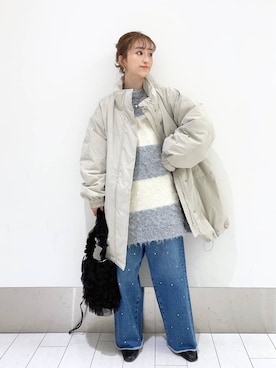 「LOWRYS FARM（ローリーズファーム）のストレッチヒールブーツ　851418（ブーツ）」を使った、anyuさん（レディース・150cm）の冬コーディネート