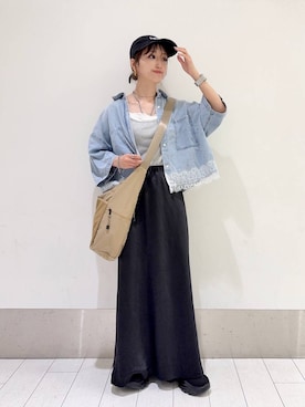 「アイテム（ピアス（両耳用）、シルバー系）」を使った、anyuさん（レディース・150cm）の夏コーディネート