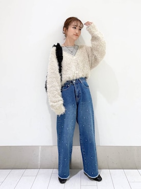 「LOWRYS FARM（ローリーズファーム）のストレッチヒールブーツ　851418（ブーツ）」を使った、anyuさん（レディース・150cm）の冬コーディネート