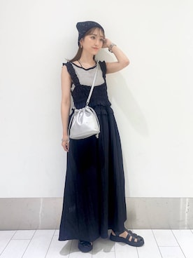 「新作」｜「アイテム（ハンチング/ベレー帽）」を使った、anyuさん（レディース・150cm）の夏コーディネート