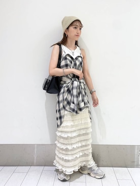 「アイテム（アクセサリー、グレー系）」を使った、anyuさん（レディース・150cm）の夏コーディネート