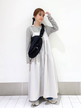 「アイテム（ヘアアクセサリー、ブラック系）」を使った、anyuさん（レディース・150cm）の春コーディネート