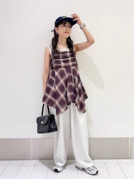 「アイテム（タンクトップ）」を使った、anyuさん（レディース・150cm）の夏コーディネート