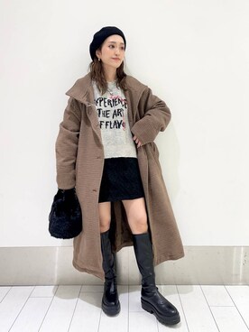 「テーマパーク」｜「アイテム（ステンカラーコート）」を使った、anyuさん（レディース・150cm）の秋コーディネート
