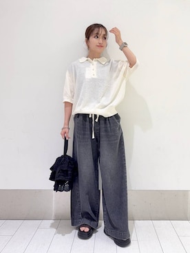 「アイテム（ピアス（両耳用）、シルバー系）」を使った、anyuさん（レディース・150cm）の夏コーディネート