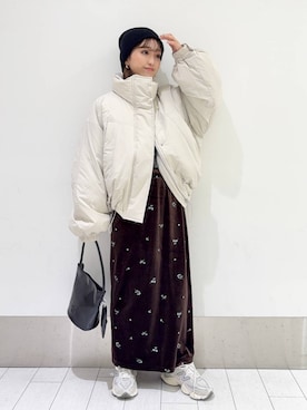 「テーマパーク」｜「アイテム（その他アウター）」を使った、anyuさん（レディース・150cm）の冬コーディネート