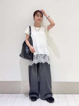 「アイテム（ピアス（両耳用）、シルバー系）」を使った、anyuさん（レディース・150cm）の夏コーディネート