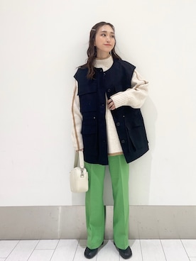「タートルネック」｜「アイテム（ミリタリージャケット）」を使った、anyuさん（レディース・150cm）の冬コーディネート