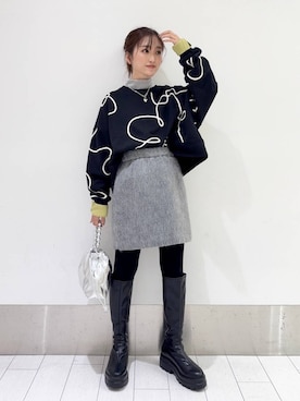 「新作」｜「アイテム（スウェット）」を使った、anyuさん（レディース・150cm）の冬コーディネート