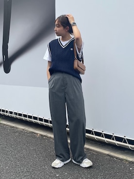 「韓国コーデ」｜「アイテム（スラックス）」を使った、kurikiさん（レディース・160cm）の夏コーディネート