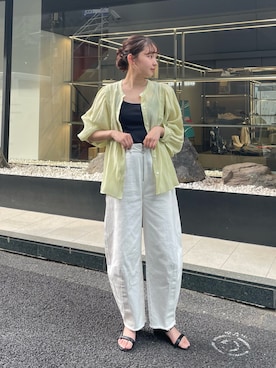 「fredy emue（フレディエミュ）のカーブデニムパンツ（デニムパンツ）」を使った、kurikiさん（レディース・160cm）の春コーディネート